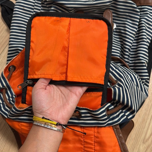 Striped Backpack with Brown Accents - Picture 8 of 8